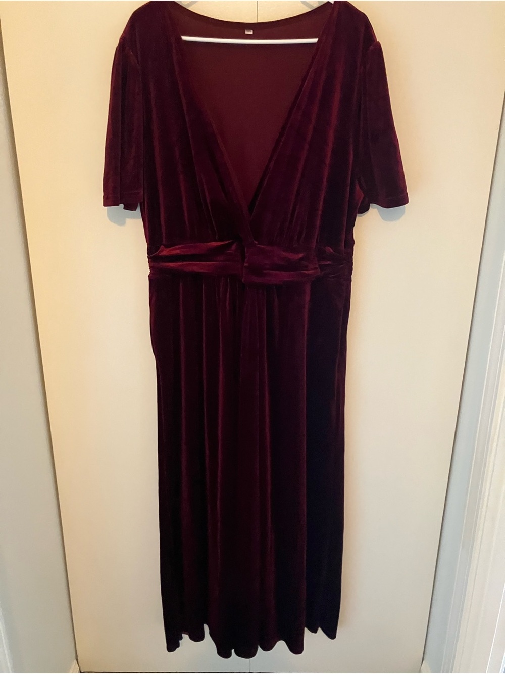 Velvet Deep V Maxi Dress in Wine
